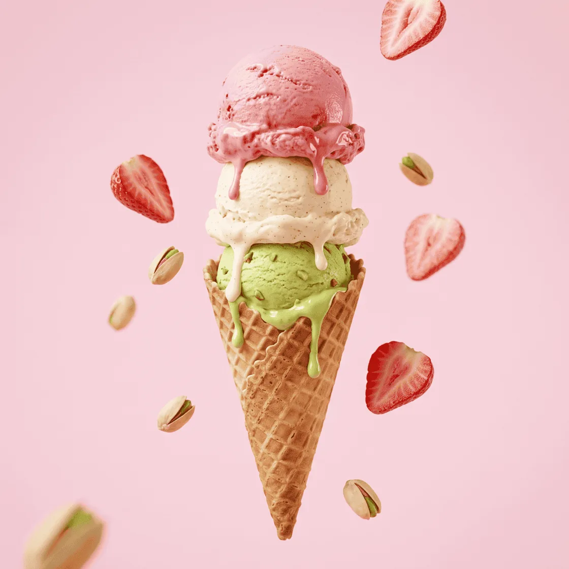 Melado triple-scoop ice cream cone